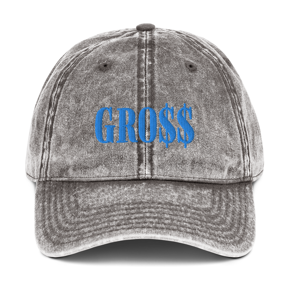 GRO$$ (BAE BLUE) Vintage Cotton Twill Cap (CHARCOAL GREY)