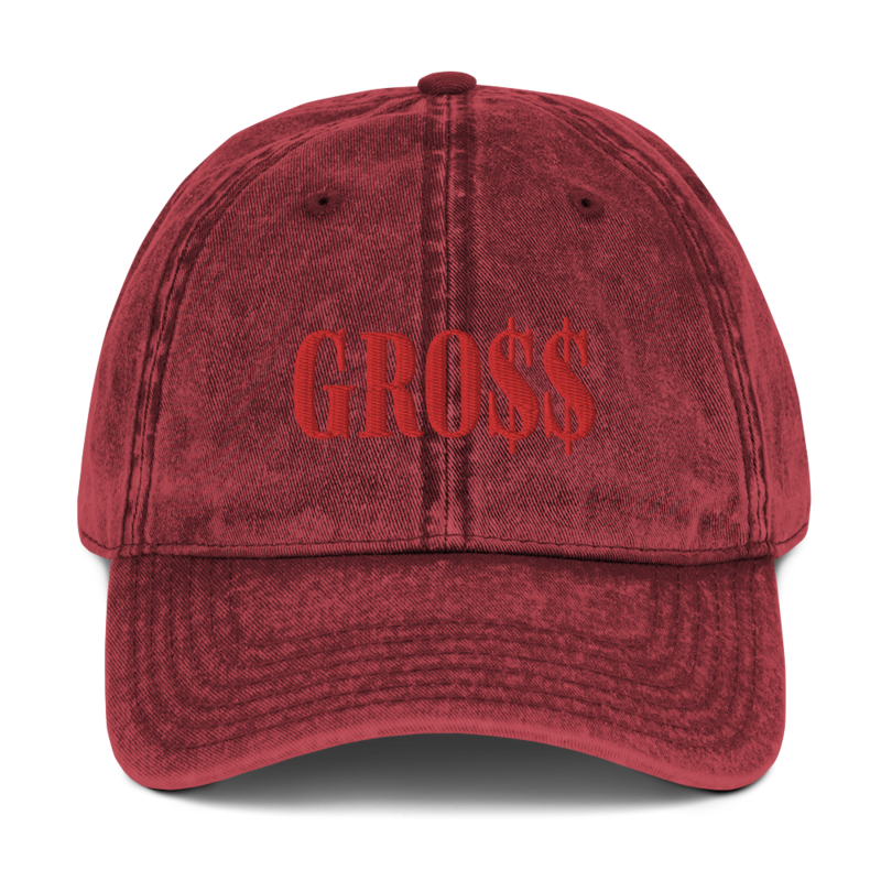 GRO$$ (RED) Vintage Cotton Twill Cap (MAROON)