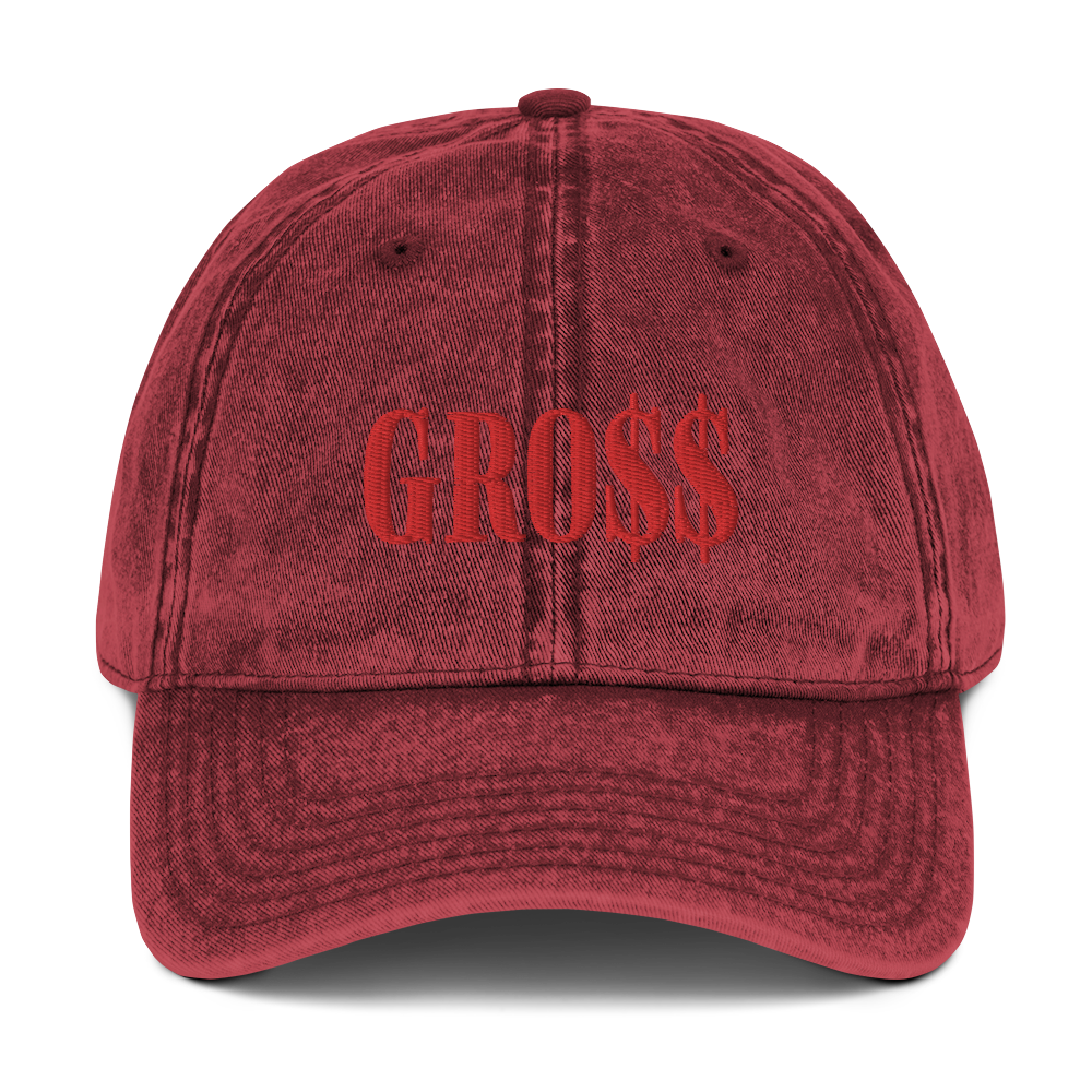 GRO$$ (RED) Vintage Cotton Twill Cap (MAROON)