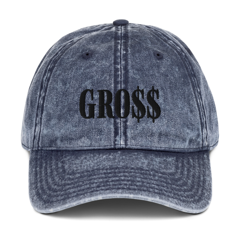 GRO$$ (BLACK) Vintage Cotton Twill Cap (NAVY BLUE)