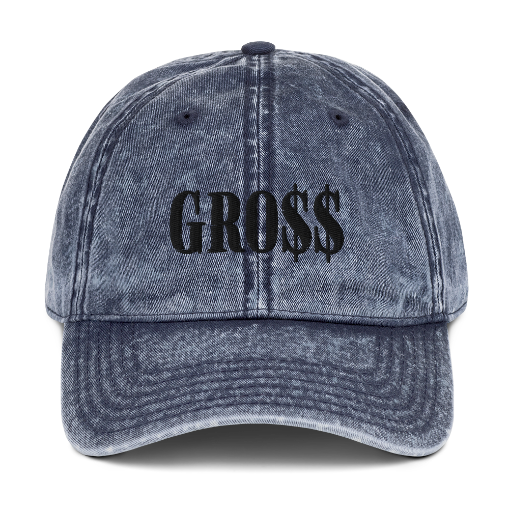 GRO$$ (BLACK) Vintage Cotton Twill Cap (NAVY BLUE)