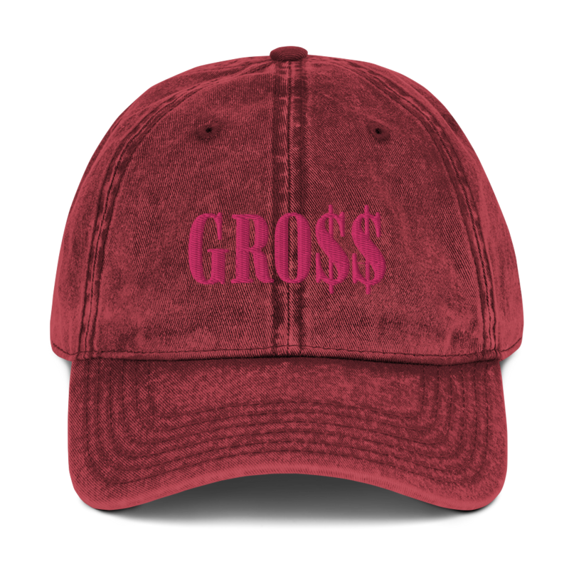 GRO$$ (PINK) Vintage Cotton Twill Cap (MAROON)
