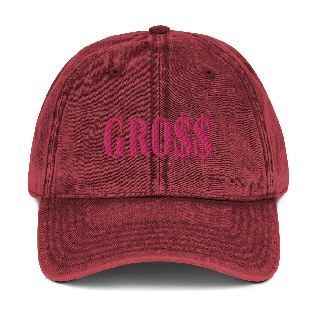 GRO$$ (PINK) Vintage Cotton Twill Cap (MAROON)