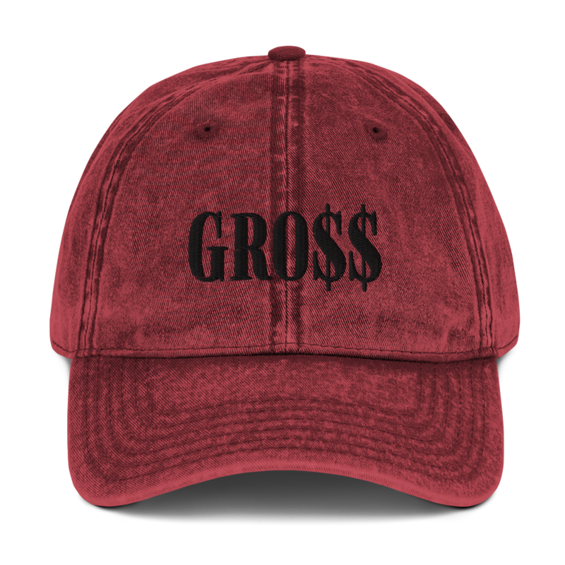 GRO$$ (BLACK) Vintage Cotton Twill Cap (MAROON)
