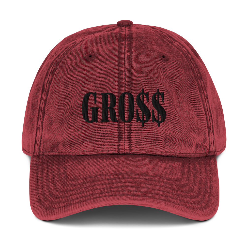 GRO$$ (BLACK) Vintage Cotton Twill Cap (MAROON)