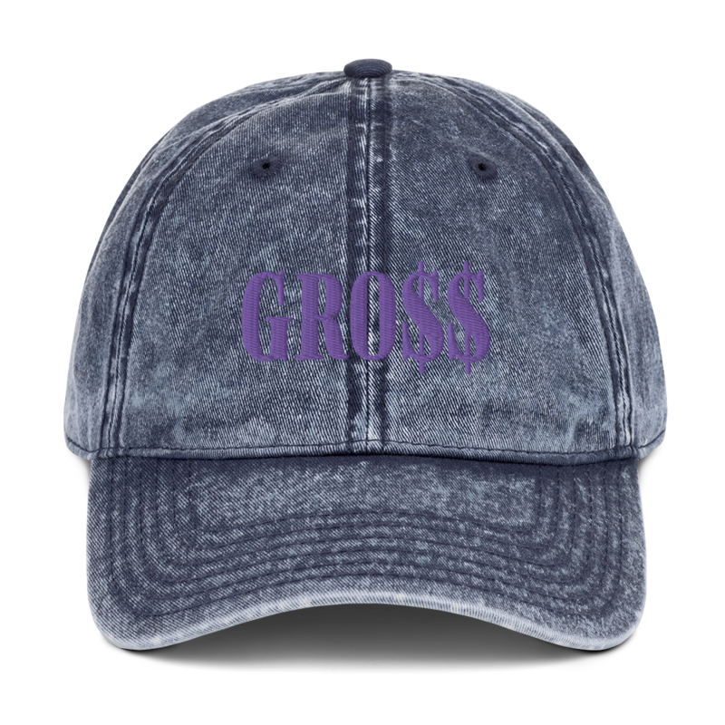 GRO$$ (LILAC PURPLE) Vintage Cotton Twill Cap (NAVY BLUE)