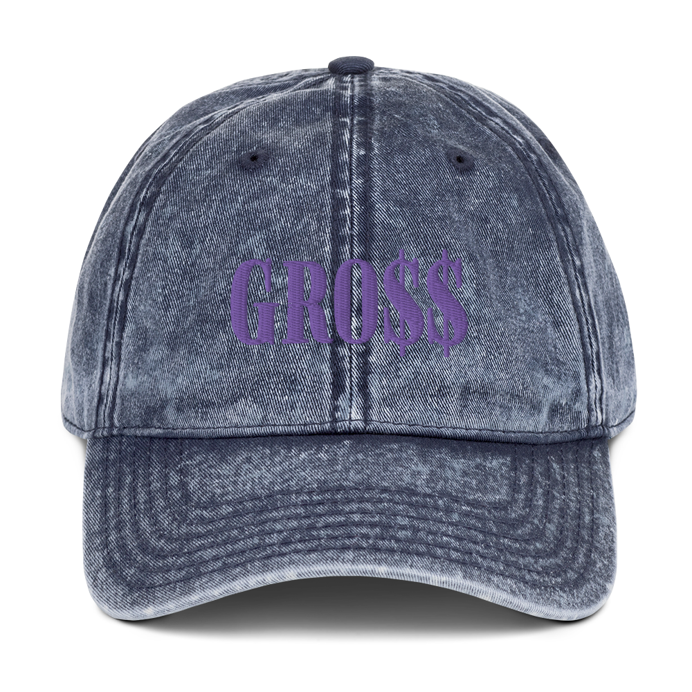 GRO$$ (LILAC PURPLE) Vintage Cotton Twill Cap (NAVY BLUE)