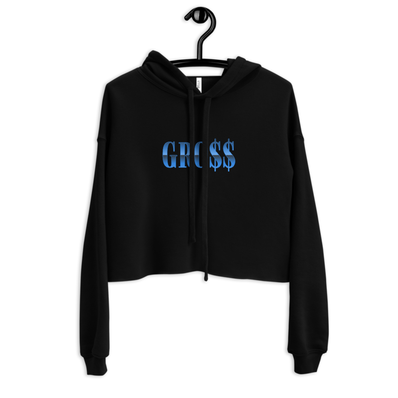 GRO$$ (BAE BLUE) Crop Hoodie (BLACK)