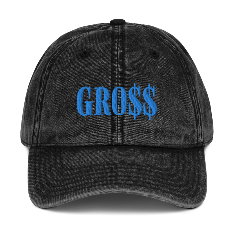 GRO$$ (BAE BLUE) Vintage Cotton Twill Cap (BLACK)