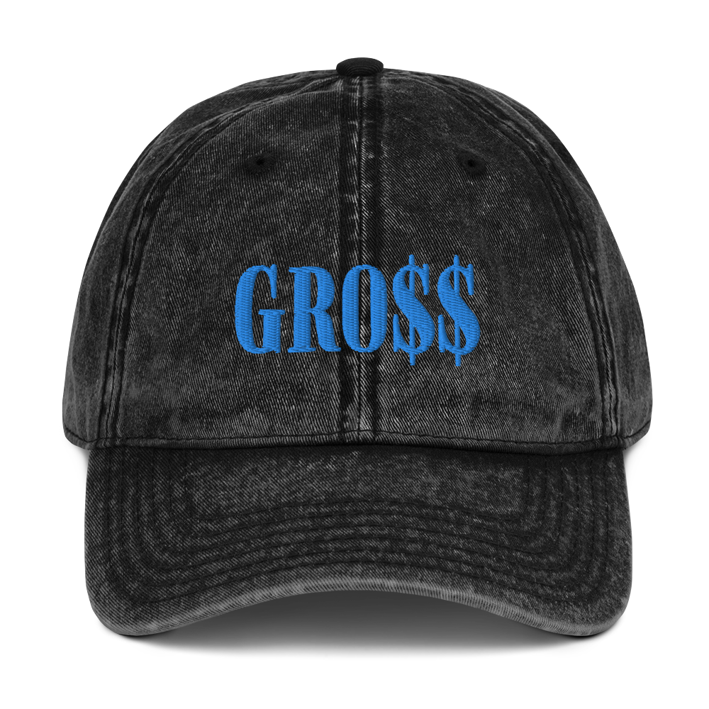 GRO$$ (BAE BLUE) Vintage Cotton Twill Cap (BLACK)