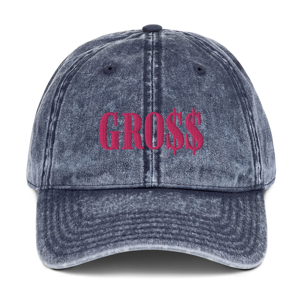 GRO$$ (PINK) Vintage Cotton Twill Cap (NAVY BLUE)