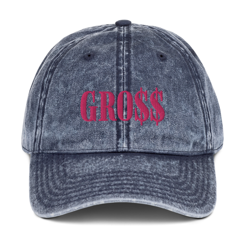 GRO$$ (PINK) Vintage Cotton Twill Cap (NAVY BLUE)