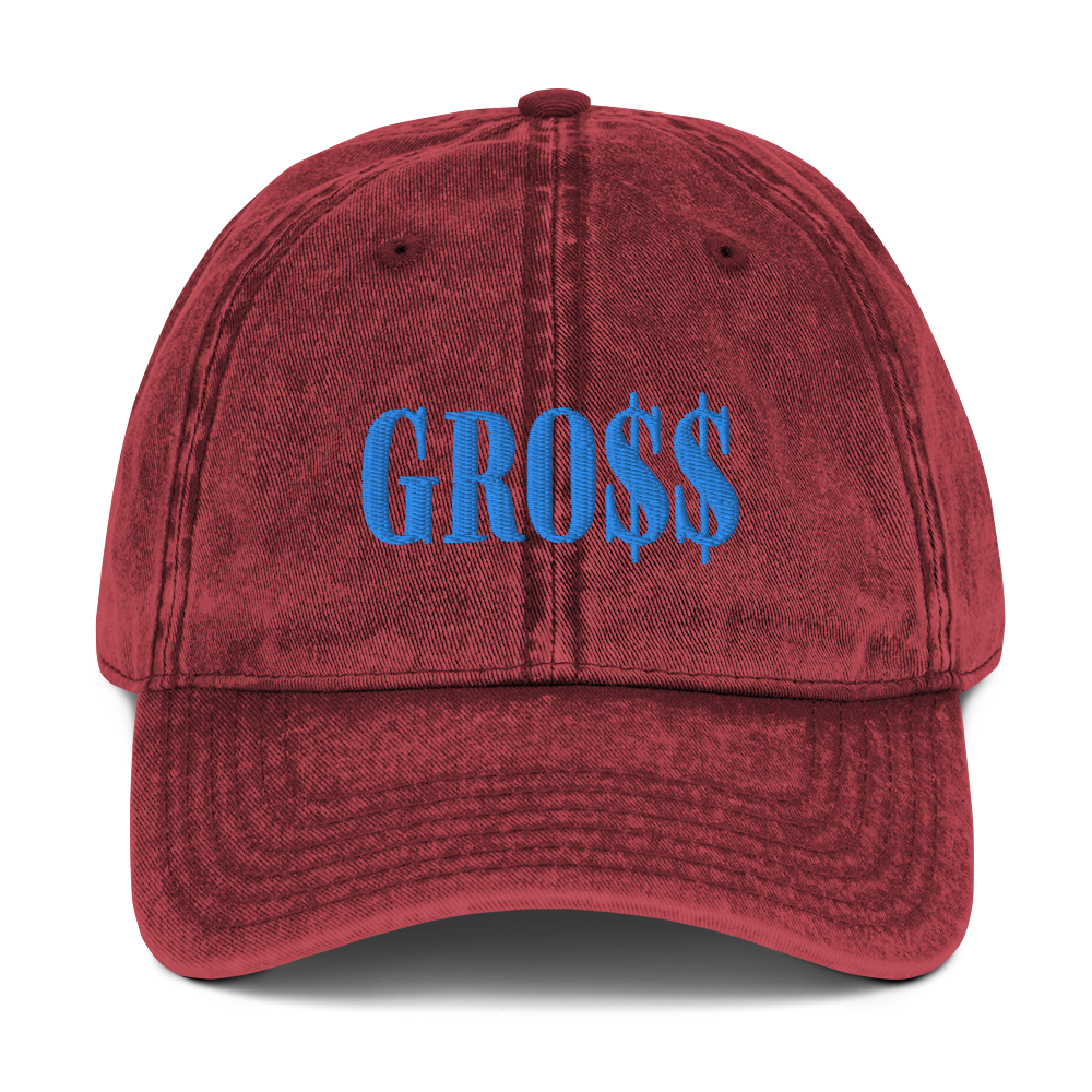 GRO$$ (BAE BLUE) Vintage Cotton Twill Cap (MAROON)
