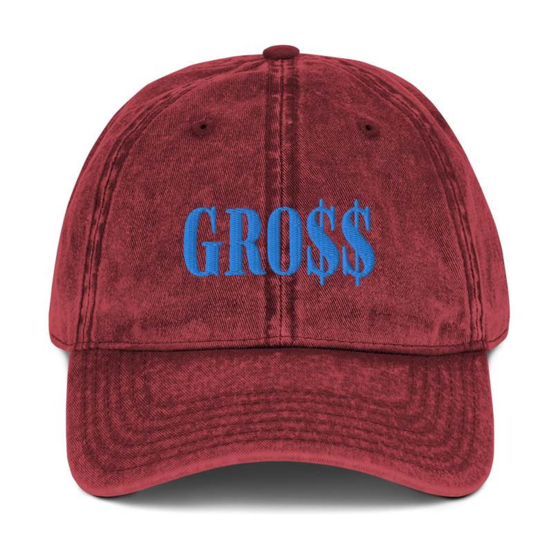 GRO$$ (BAE BLUE) Vintage Cotton Twill Cap (MAROON)