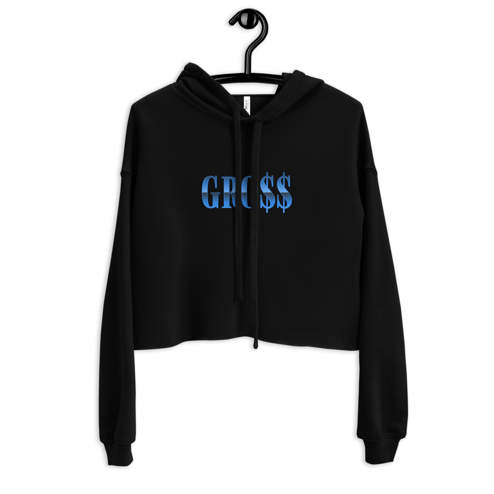 GRO$$ (BAE BLUE) Crop Hoodie (STORM GREY), Color: Black, Size: S