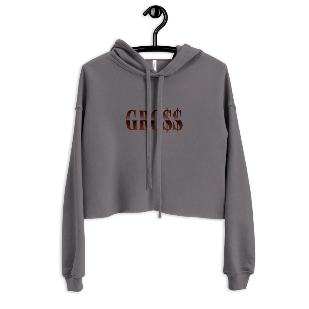 GR0$$ (CHOCOLATE) Crop Hoodie (STORM GREY)