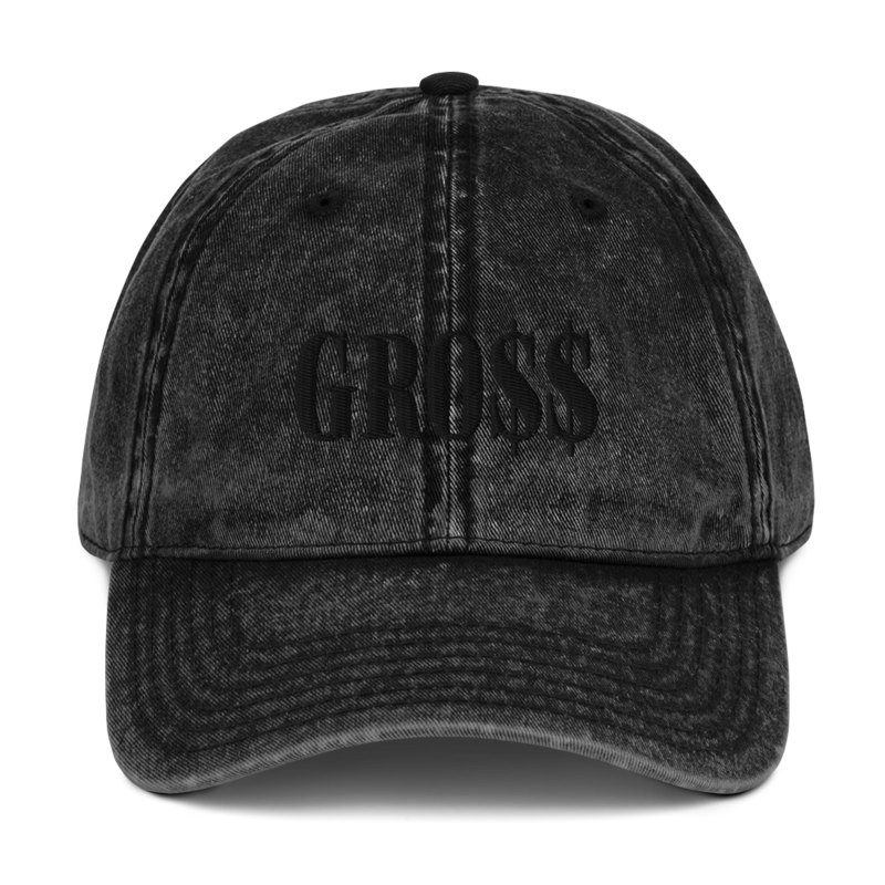 GRO$$ (BLACK) Vintage Cotton Twill Cap (BLACK)