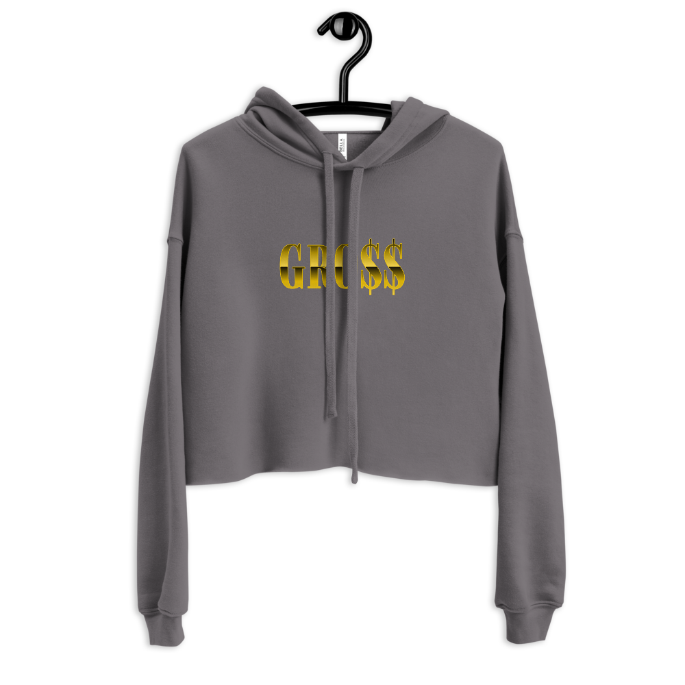 GRO$$ (YELLOW GOLD) Crop Hoodie (STORM GREY)