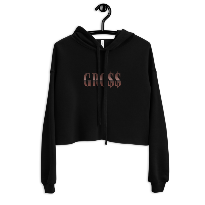 GR0$$ (CHOCOLATE) Crop Hoodie (BLACK)