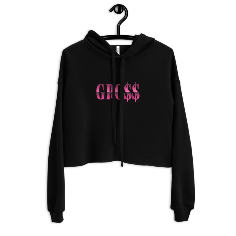 GRO$$ (PINK) Crop Hoodie (BLACK)