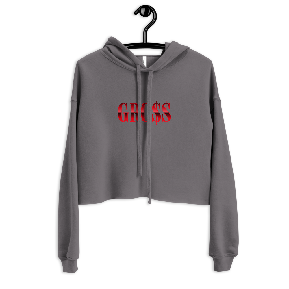 GRO$$ (RED) Crop Hoodie (STORM GREY)