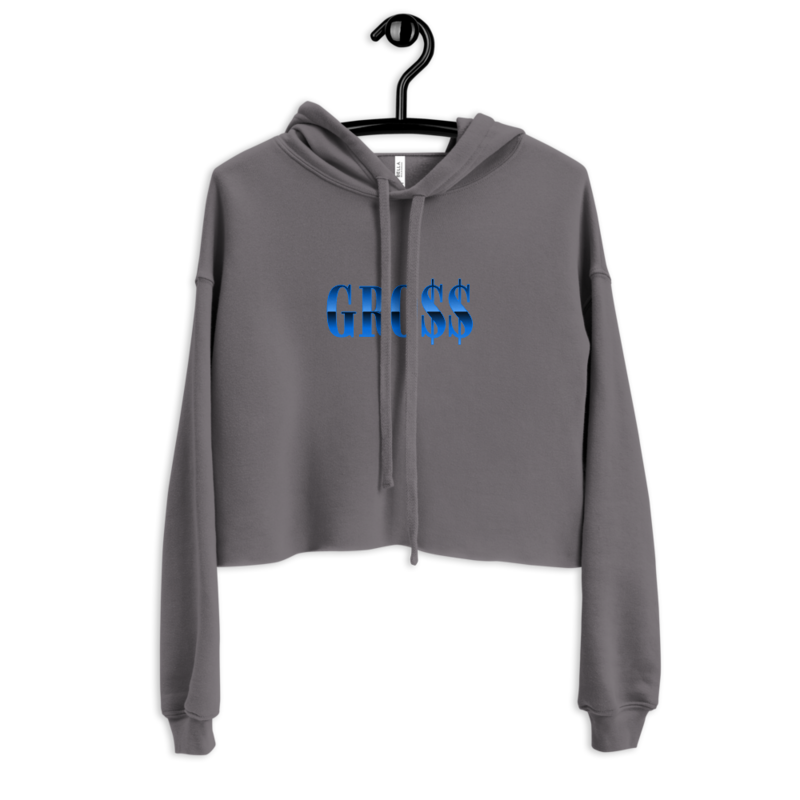 GRO$$ (BAE BLUE) Crop Hoodie (STORM GREY)