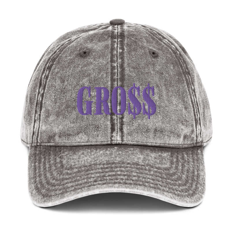 GRO$$ (LILAC PURPLE) Vintage Cotton Twill Cap (CHARCOAL GREY)