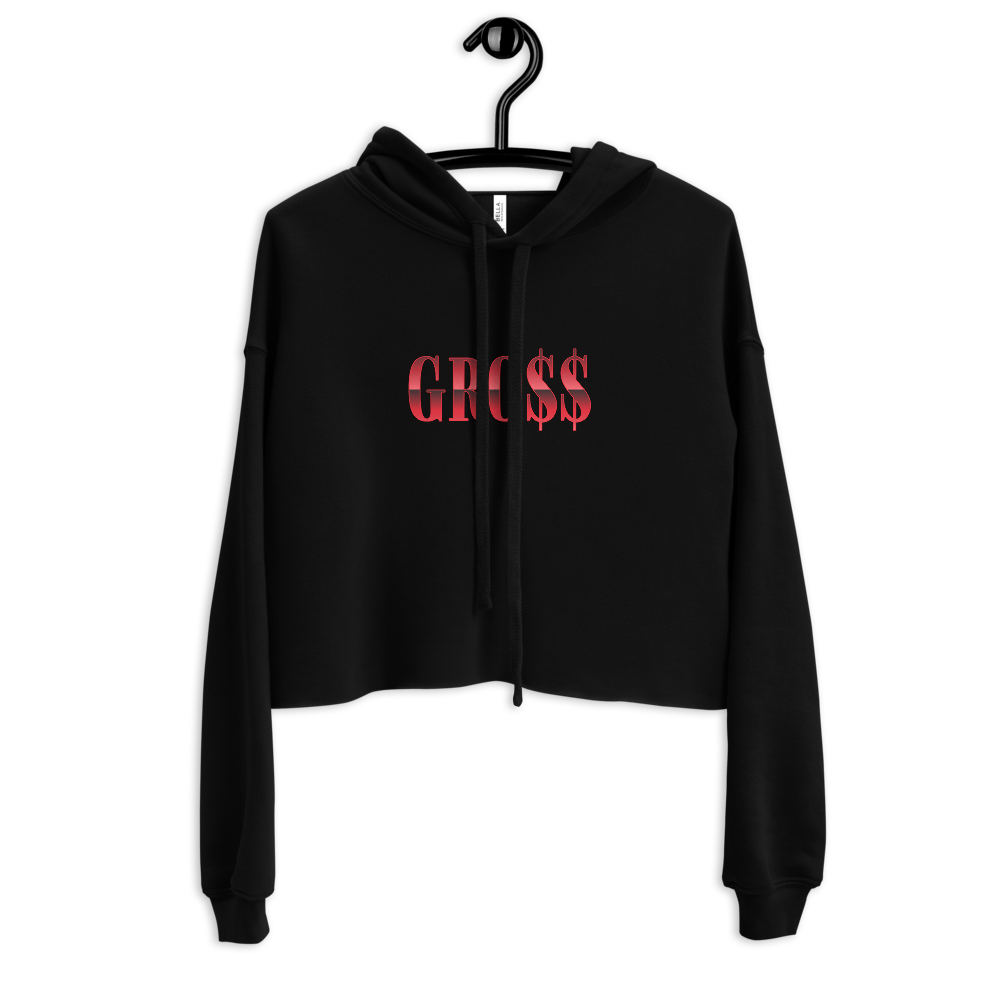 GRO$$ (RED) Crop Hoodie (BLACK)