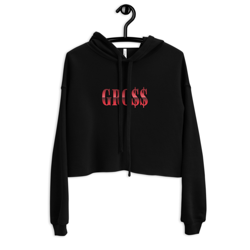 GRO$$ (RED) Crop Hoodie (BLACK)