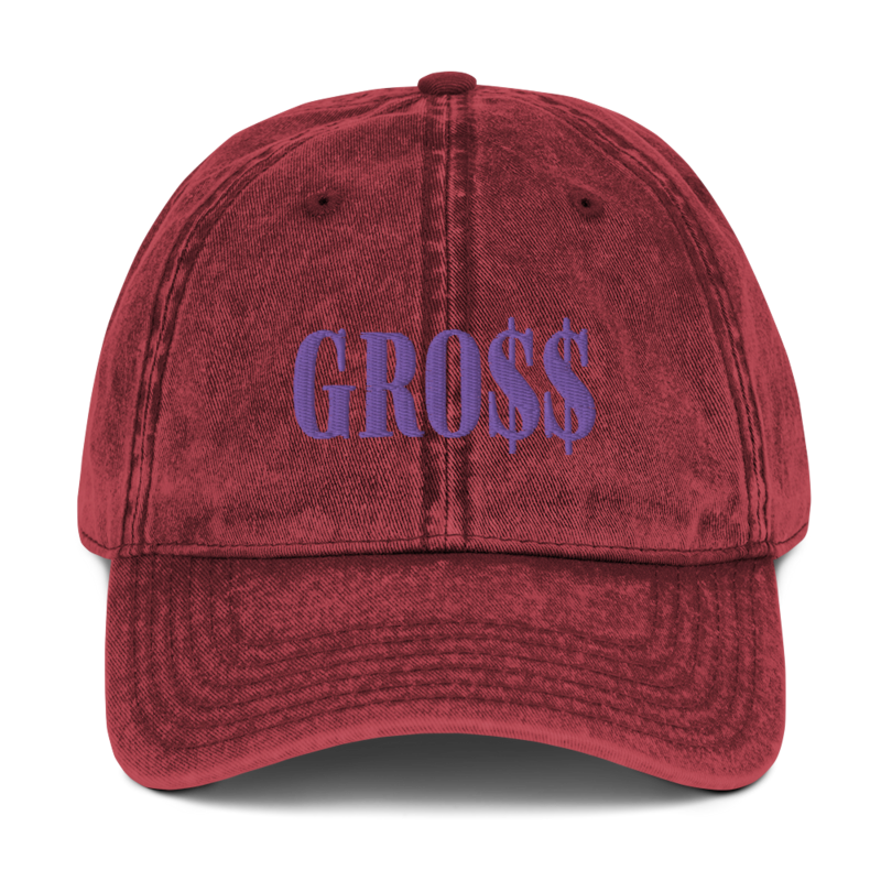 GRO$$ (LILAC PURPLE) Vintage Cotton Twill Cap (MAROON)