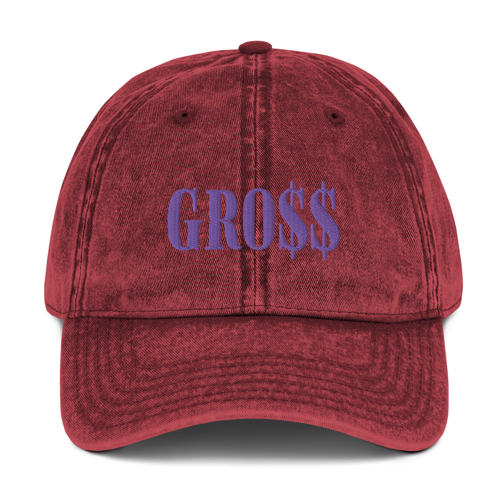 GRO$$ (LILAC PURPLE) Vintage Cotton Twill Cap (MAROON)