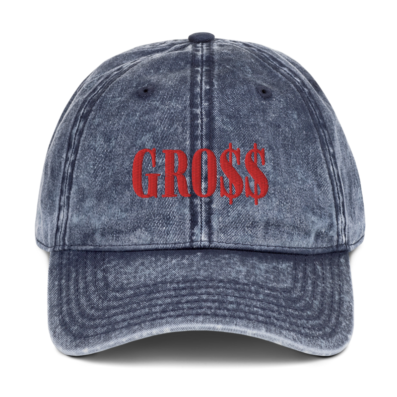 GRO$$ (RED) Vintage Cotton Twill Cap (NAVY BLUE)