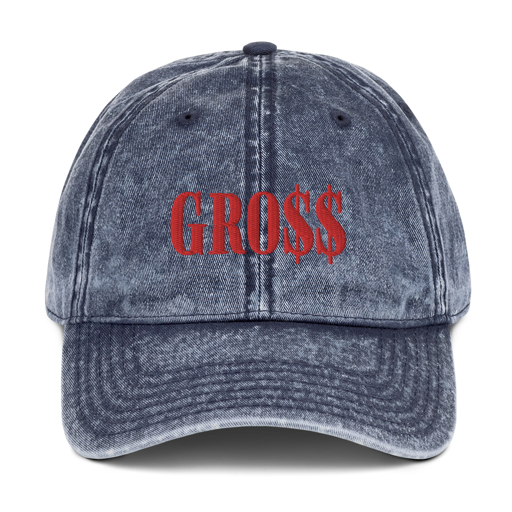 GRO$$ (RED) Vintage Cotton Twill Cap (NAVY BLUE)