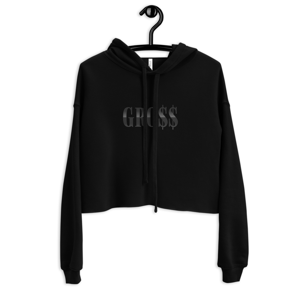 GRO$$ (BLACK) Crop Hoodie (STORM GREY), Color: Black, Size: S
