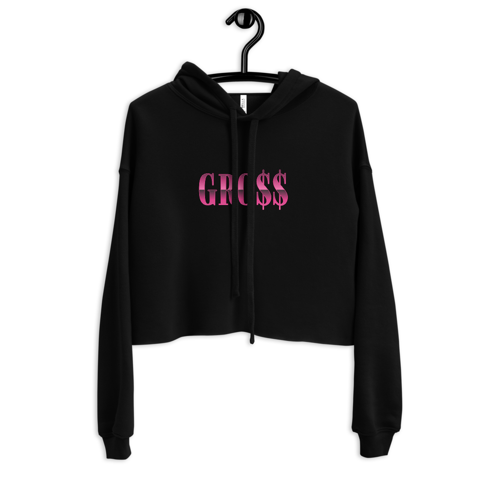 GRO$$ (PINK) Crop Hoodie (BLACK), Color: Black, Size: S