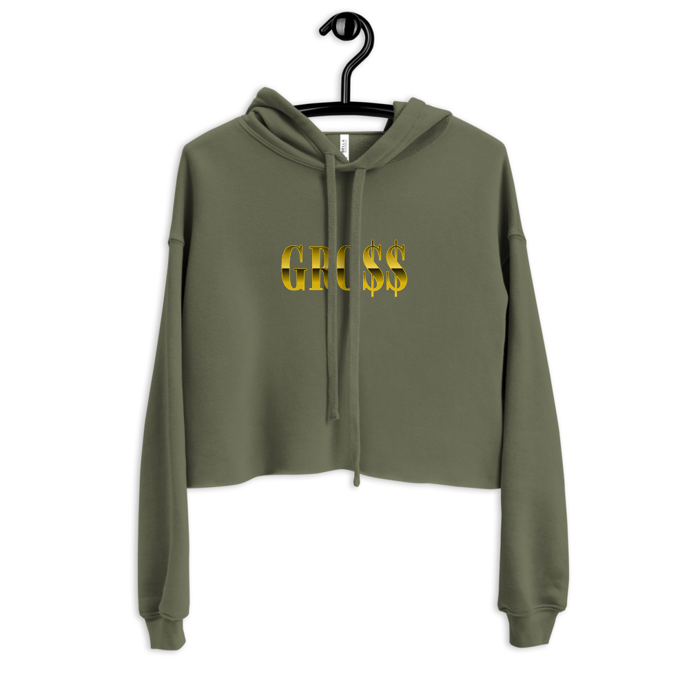 GRO$$ (YELLOW GOLD) Crop Hoodie (MILITARY GREEN)