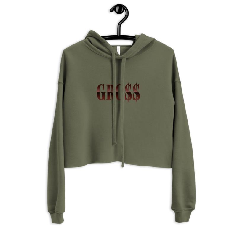 GR0$$ (CHOCOLATE) Crop Hoodie (MILITARY GREEN)