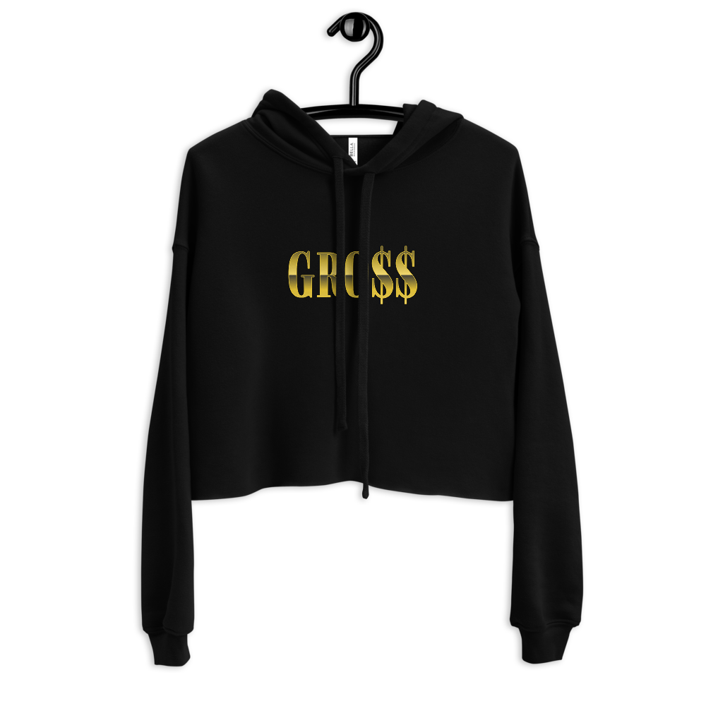 GRO$$ (YELLOW GOLD) Crop Hoodie (BLACK)