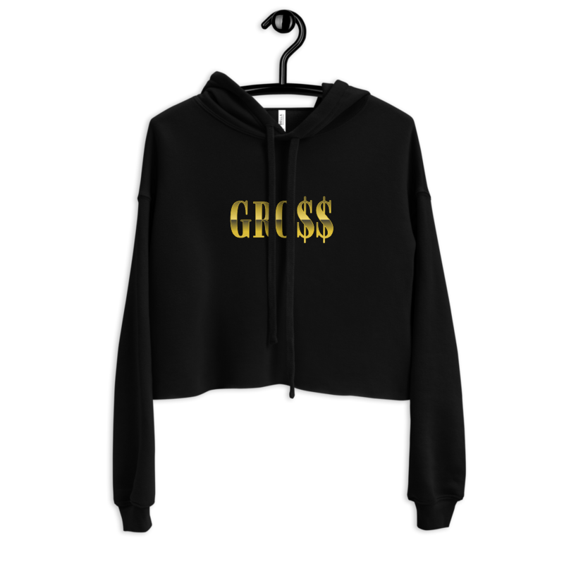 GRO$$ (YELLOW GOLD) Crop Hoodie (BLACK)