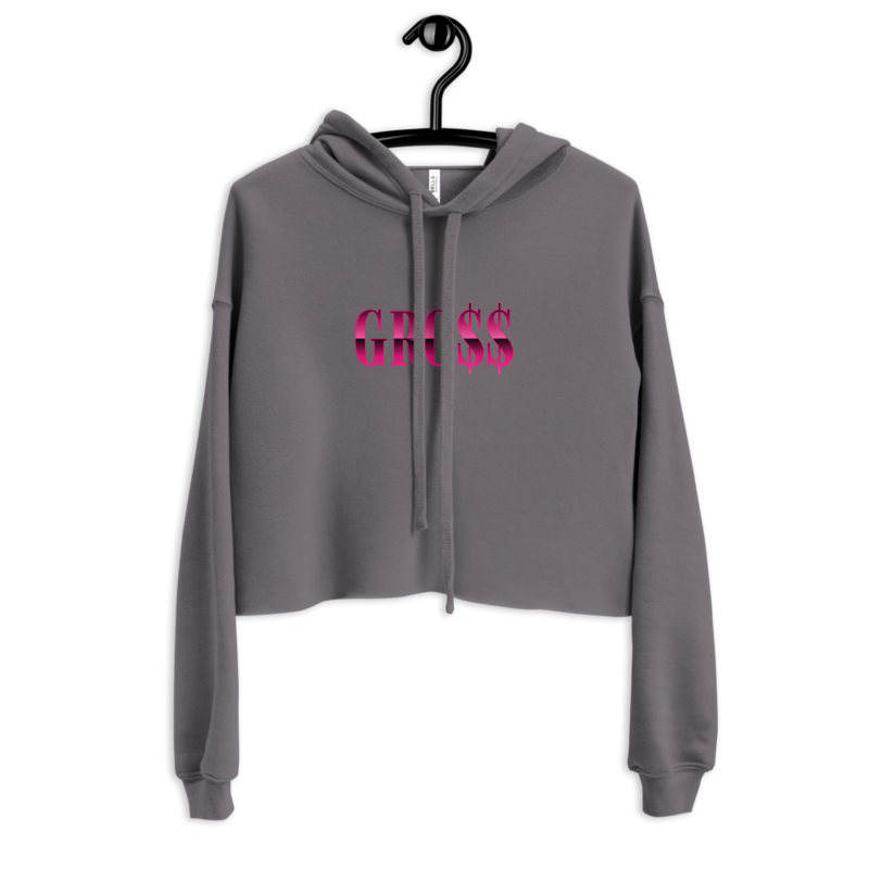 GRO$$ (PINK) Crop Hoodie (STORM GREY)