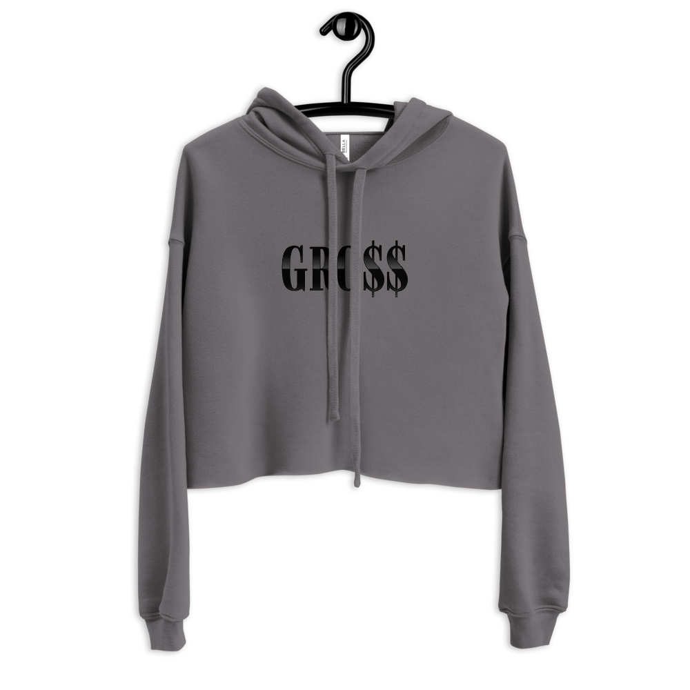 GRO$$ (BLACK) Crop Hoodie (STORM GREY)