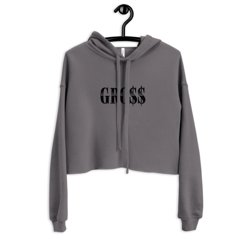GRO$$ (BLACK) Crop Hoodie (STORM GREY)