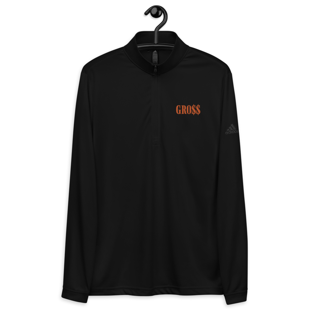 GRO$$ (ORANGE) Quarter zip pullover (CARBON GREY), Color: Black, Size: S