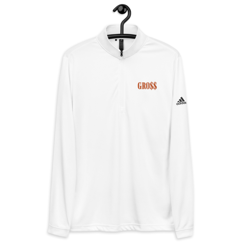 GRO$$ (ORANGE) Quarter zip pullover (WHITE)