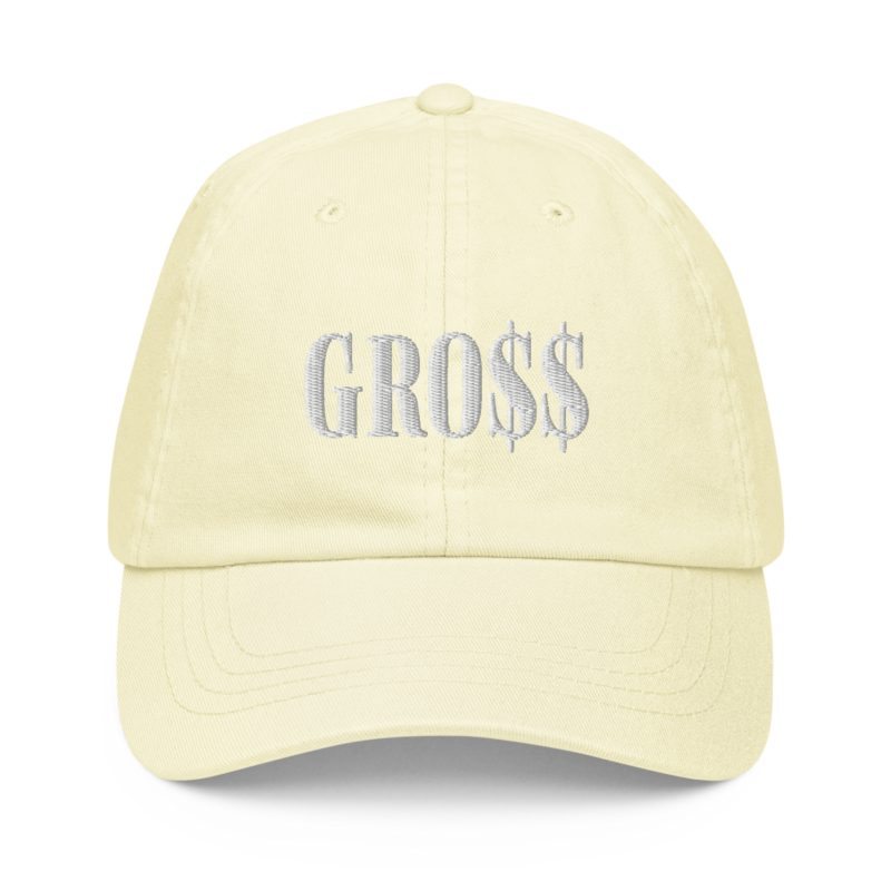 GRO$$ (WHITE) Pastel baseball hat (PASTEL LEMON YELLOW)