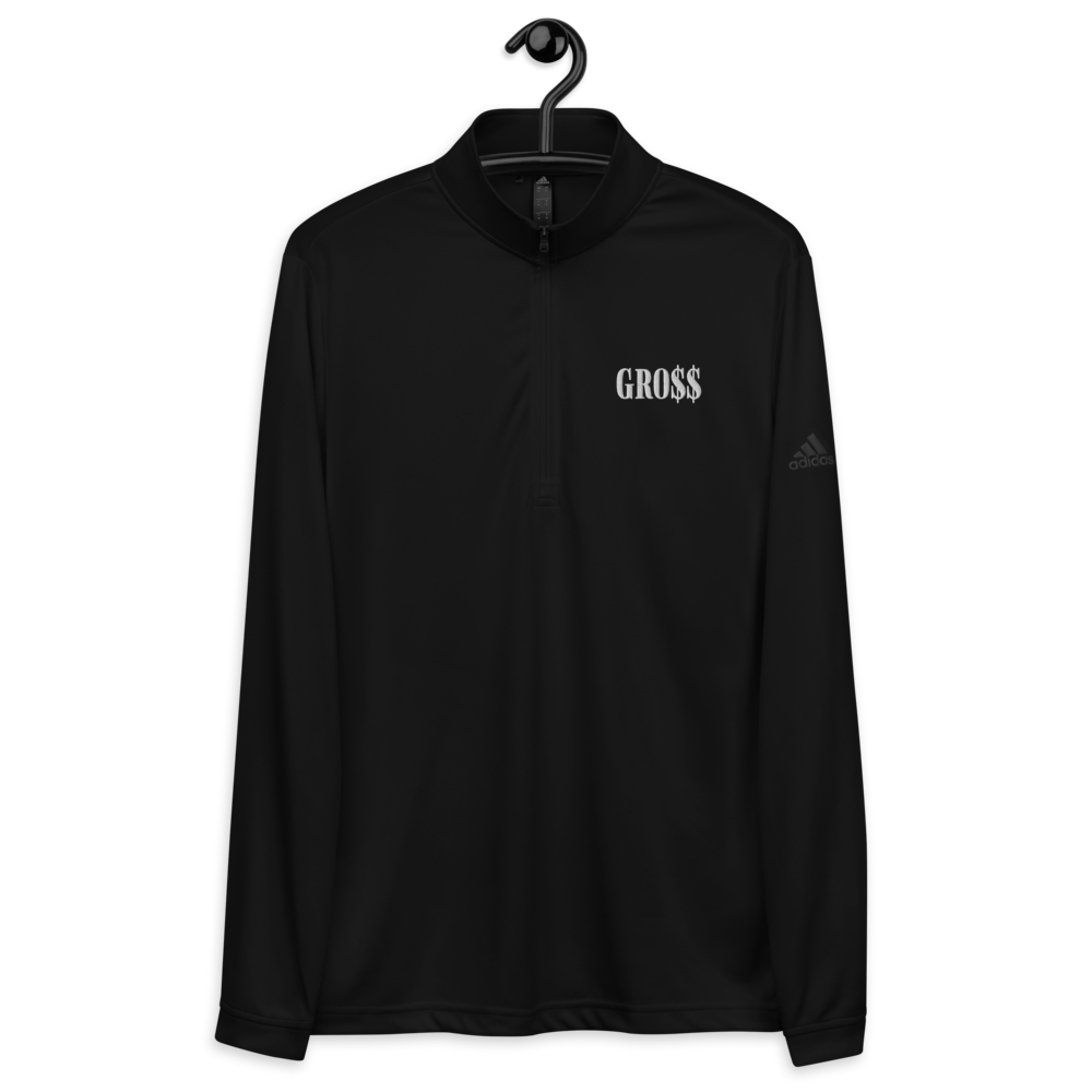 GRO$$ (WHITE) Quarter zip pullover (BLACK)