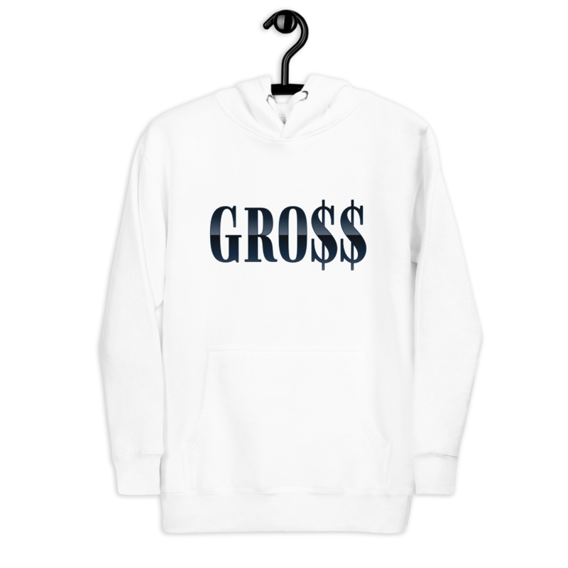 GRO$$ (NAVY BLUE) Unisex Hoodie (WHITE)