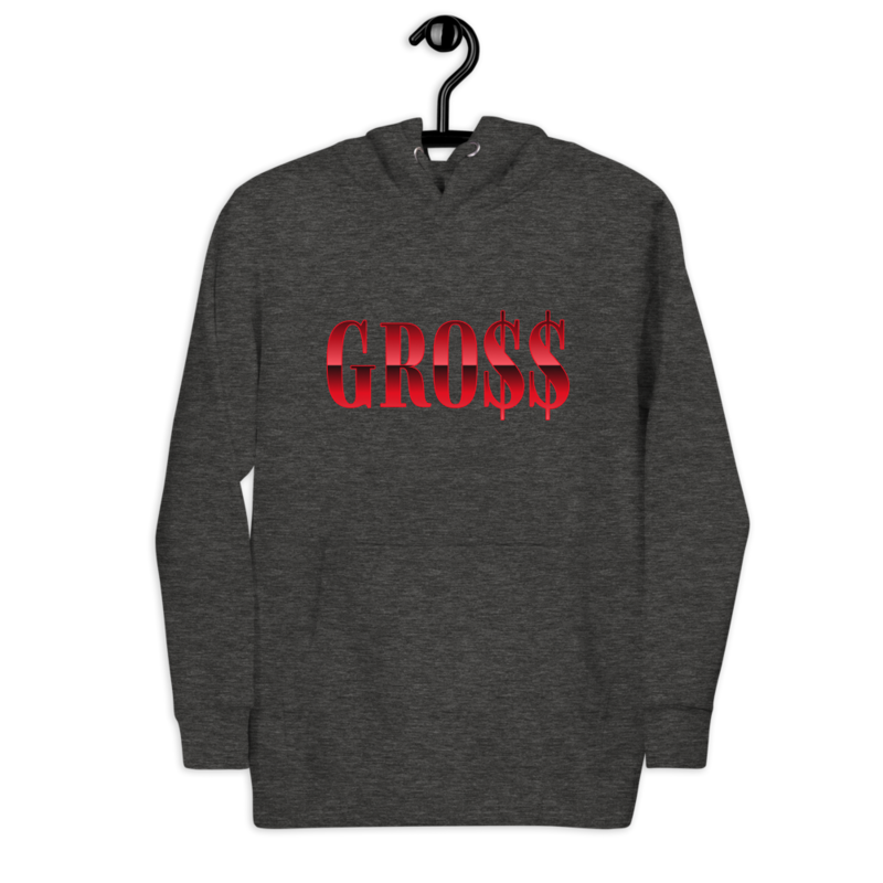 GRO$$ (RED) Unisex Hoodie (CHARCOAL HEATHER GREY)