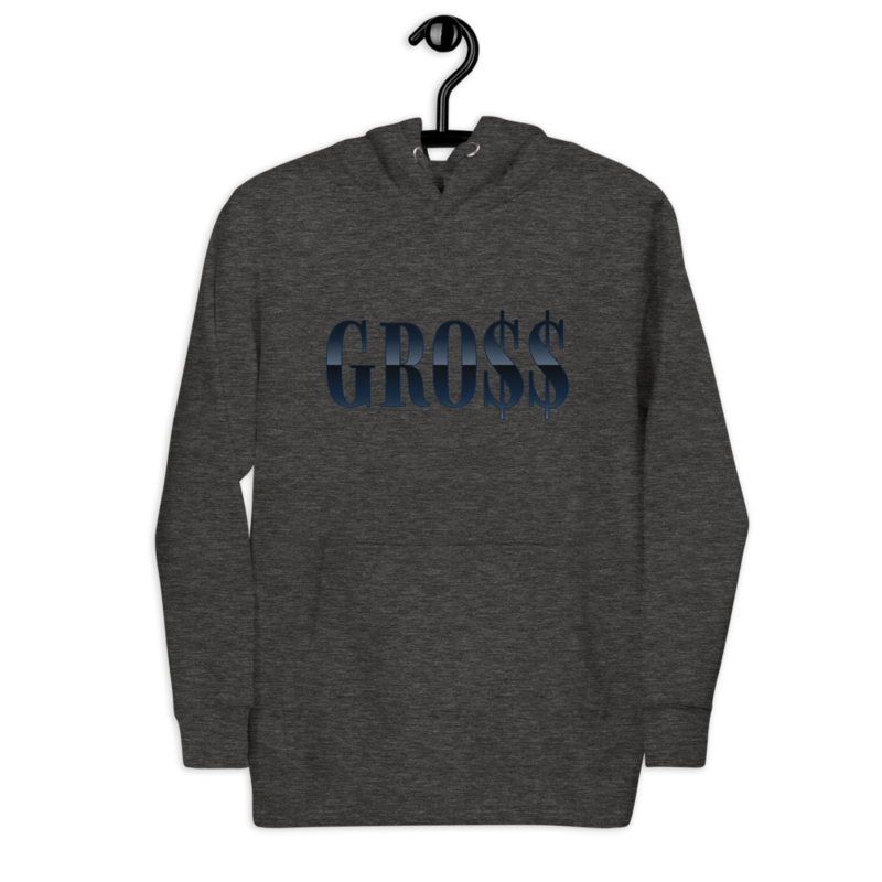 GRO$$ (NAVY BLUE) Unisex Hoodie (CHARCOAL HEATHER GREY)