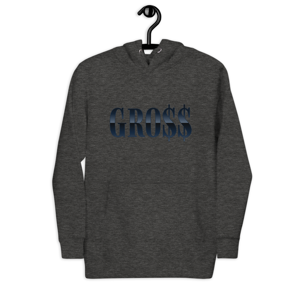 GRO$$ (NAVY BLUE) Unisex Hoodie (CHARCOAL HEATHER GREY)